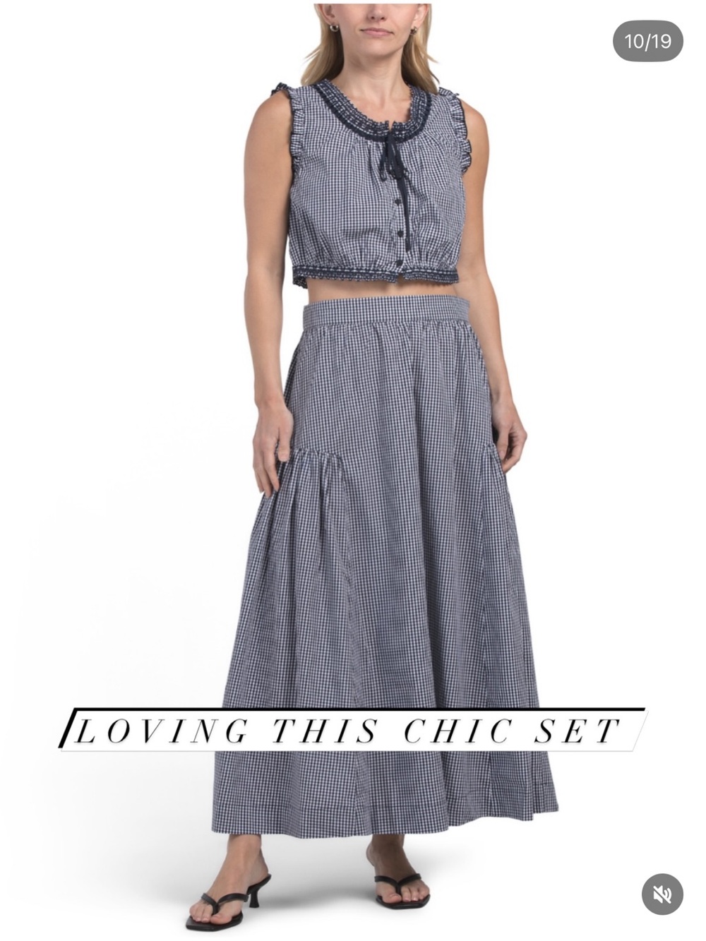 Caroline Constas Gingham 2 piece set maxi skirt and shirt